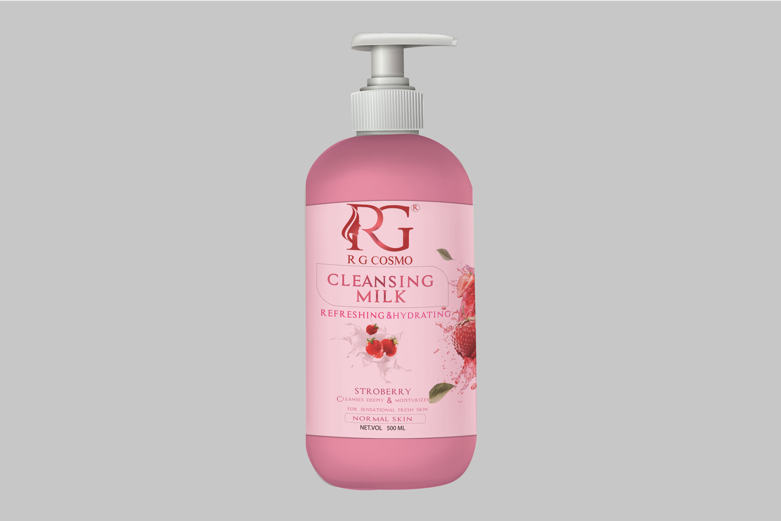 RG COSMO  Strawberry CLEASING MILK Cleansing Milk For Deep Pore Effective FOR SKIN 500ML